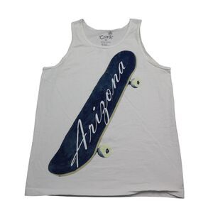 Crank Shirt Mens M White Sleeveless Round Neck Graphic Print Cotton Tank Top